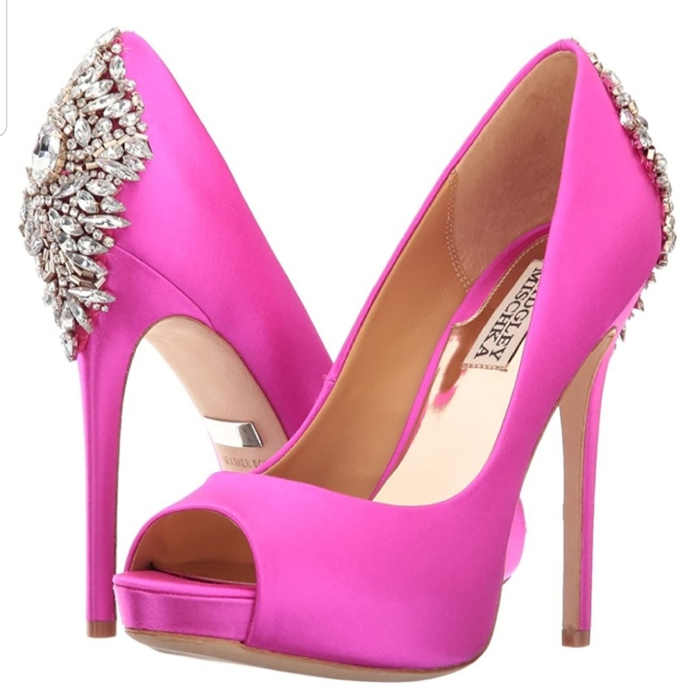 Badgley Mischka Kiara Embellished Peep-Toe Pumps
